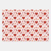 Boho Red Pink White Valentijn Hearts Pattern Inpakpapier Vel (Voorkant 2)
