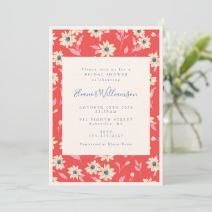 Boho Red Retro Schattige Floral Vrijgezellenfeest Kaart