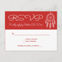Boho Red RSVP Native American Dreamcatcher Wedding