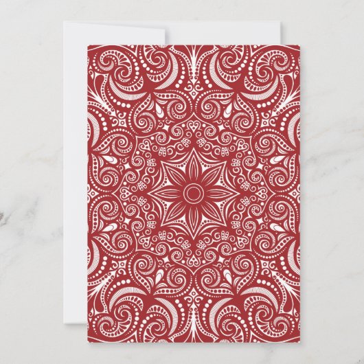 Boho Red & White Lace Bold Pattern Weddenschap Kaart (Achterkant)