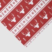 Boho Red White Reindeer Snowflake Kerstmis Tissuepapier (Detail)