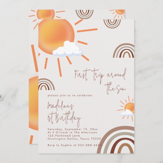 Boho regenboog 1e reis rond de zon 1e verjaardag kaart (Voorkant / Achterkant)