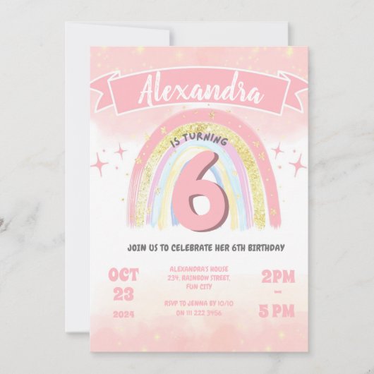 Boho Regenboog 6th Enige Leeftijd Glitter Verjaard Kaart (Voorkant)