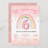 Boho Regenboog 6th Enige Leeftijd Glitter Verjaard Kaart (Voorkant / Achterkant)