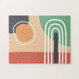 Boho regenboog abstracte lijnkunst retro kleuren legpuzzel