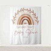 Boho Regenboog Baby Shower Achtergrond, Terracotta Wandkleed (Voorkant)