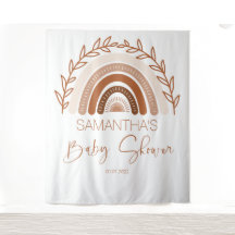 Boho Regenboog Baby Shower Achtergrond, Terracotta