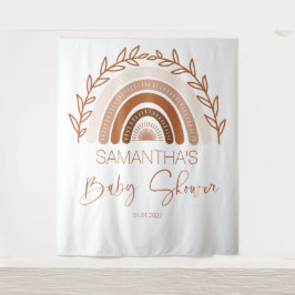 Boho Regenboog Baby Shower Achtergrond, Terracotta Wandkleed