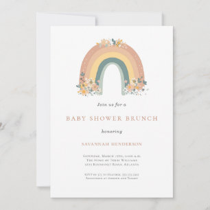 Boho Regenboog Baby Shower Uitnodiging