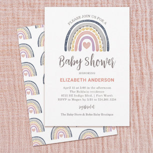 Boho Regenboog Baby Shower Uitnodiging