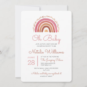 Boho regenboog baby shower uitnodiging met gedempt