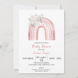 Boho regenboog Baby shower, witte rozen Kaart