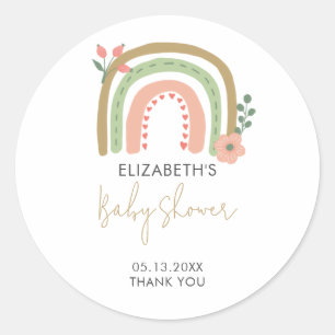 Boho Regenboog Babyfeest Bedankt Ronde Sticker