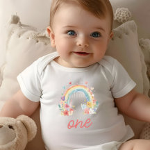 Boho Regenboog Bloemige Pastel "Eén" Eerste Verjaa