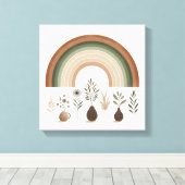 Boho Regenboog en Aardse Botanicals Canvas Afdruk (Insitu (Houten vloer))