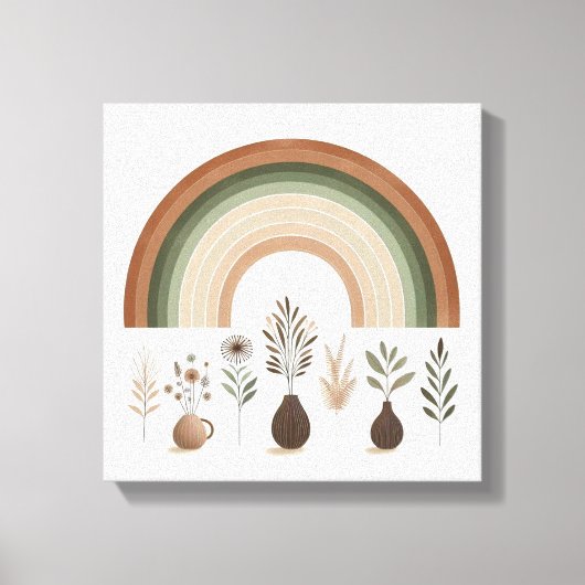 Boho Regenboog en Aardse Botanicals Canvas Afdruk (Voorkant)