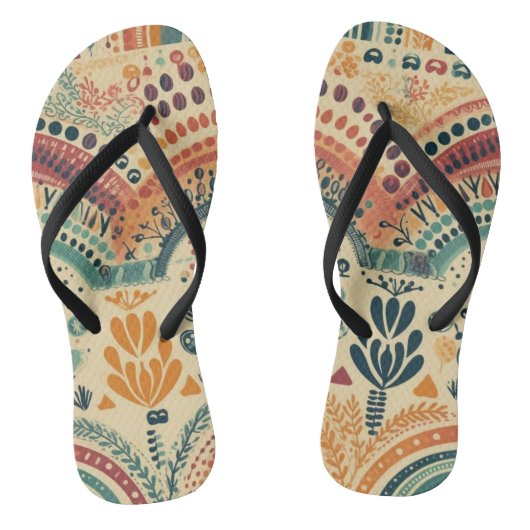 Boho Regenboog en bladeren Teenslippers (Voetbed)