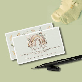Boho Regenboog en Bloemen Baby Luier Raffle Kaart