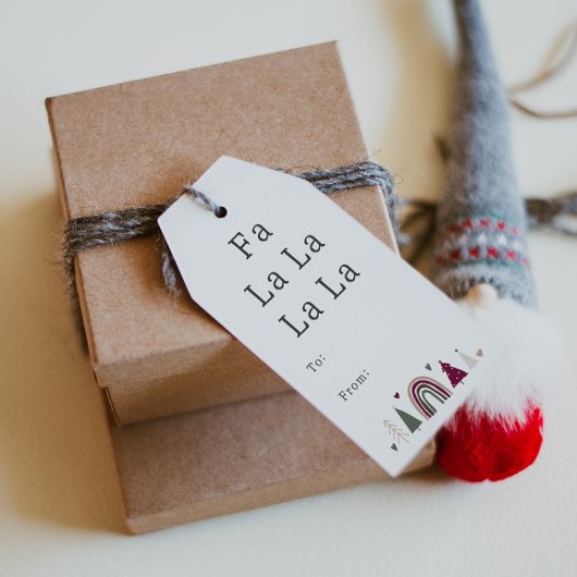 Boho Regenboog en Harten Fa La La La Van en naar Cadeaulabel