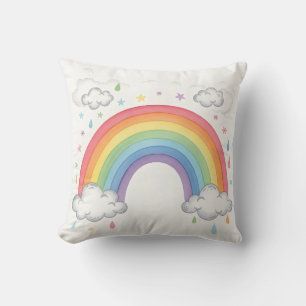 Boho Regenboog en Wolken Aquarel Speelkamer voor K Kussen