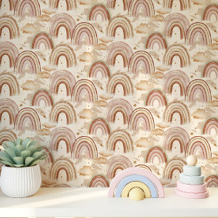Boho Regenboog en Wolken Babykamer Behang