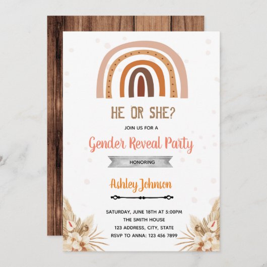 Boho regenboog geslacht onthulling kaart (Voorkant / Achterkant)
