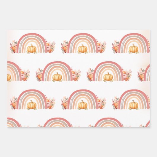 Boho regenboog Herfst pompoen Baby shower Inpakpapier Vel (Voorkant)