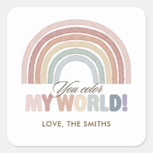 Boho Regenboog Jij Kleurt Mijn Wereld Valentijn Vierkante Sticker