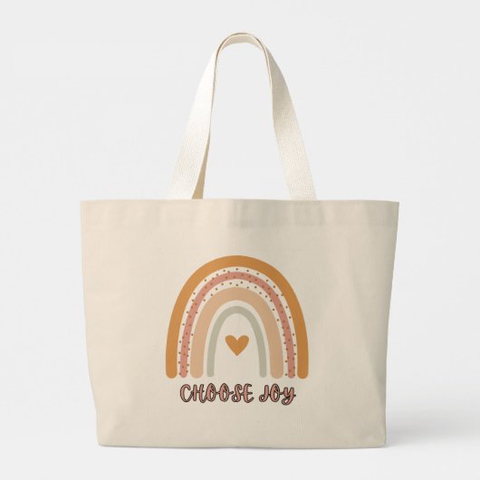 Boho Regenboog “Kies voor vreugde” Jumbo boodschap Grote Tote Bag (Achterkant)