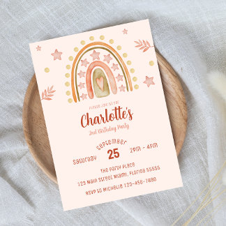 Boho regenboog klein meisje verjaardagsfeest kaart