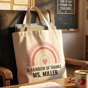 Boho Regenboog Leraar Bedankt Waardering Tote Bag