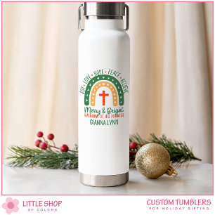 Boho Regenboog Merry & Bright Kerstmis Waterfles