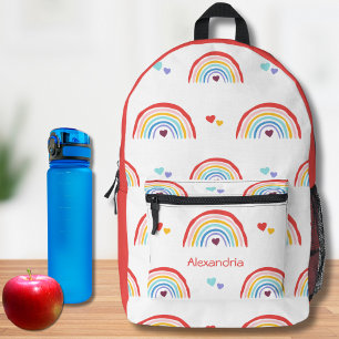 Boho Regenboog met harten Monogram Bedrukte Rugzak