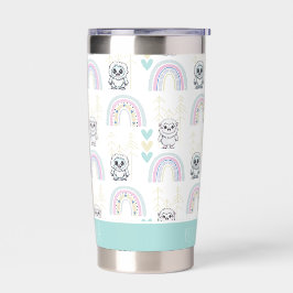 Boho regenboog met pastelharten Schattige Yeti Geïsoleerde Drinkbeker
