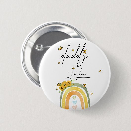 Boho Regenboog met Zonnebloemen Daddy-to-be Button (Voorkant /achterkant)