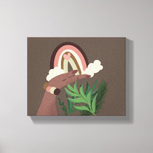 Boho Regenboog Natuurlijke Plantenliefhebbers Canv Canvas Afdruk