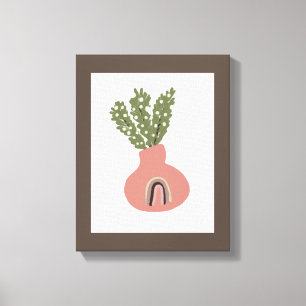 Boho Regenboog Natuurlijke Terracotta Pot Plantenl Canvas Afdruk