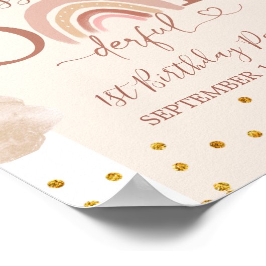 Boho Regenboog Onederful Verjaardag Welkomstbord Poster (Hoek)