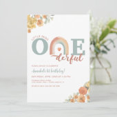 Boho Regenboog Onederful Verjaardagsuitnodiging – Kaart (Staand voorkant)