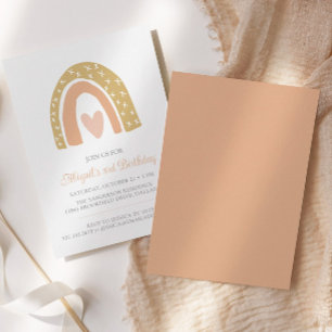 Boho Regenboog Pastel Roze Hart Verjaardagsfeest Kaart