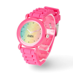 Boho Regenboog Pastel Schattige Meisjes Roze Kinde Horloge