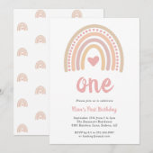 Boho regenboog roze hart meisje schattig eerste ve kaart (Voorkant / Achterkant)