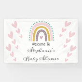 Boho regenboog roze harten Paarse Blauwgroen Baby Spandoek (Horizontaal)