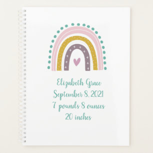 Boho Regenboog Roze Teal Goud Hartjes Geboorte Sta Planner