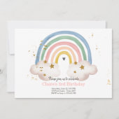 Boho regenboog verjaardag uitnodiging meisje rusti (Voorkant)