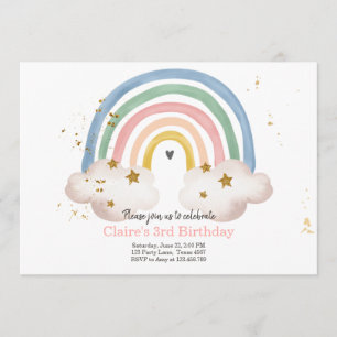 Boho regenboog verjaardag uitnodiging meisje rusti