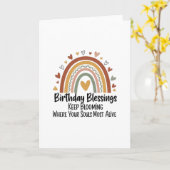 Boho regenboog verjaardag zegeningen ontwerp kaart (Gele Bloem)