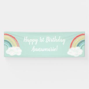 Boho Regenboog Verjaardagsfeestje Kinderen Spandoek