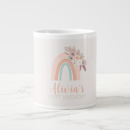 Boho Regenboog Waterverf Eerste Verjaardag Extra Grote Beker