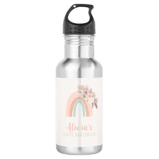 Boho Regenboog Waterverf Eerste Verjaardag Waterfles
